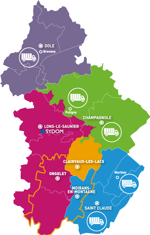 Carte des quais de transfert du Jura